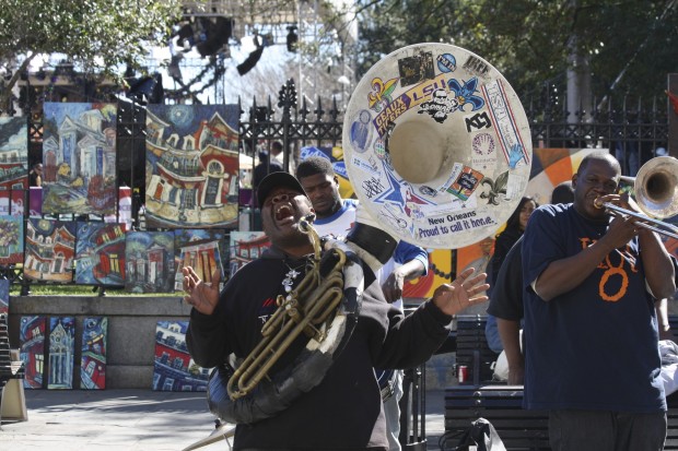 A tuba player in Jackson Square, New Orleans LA