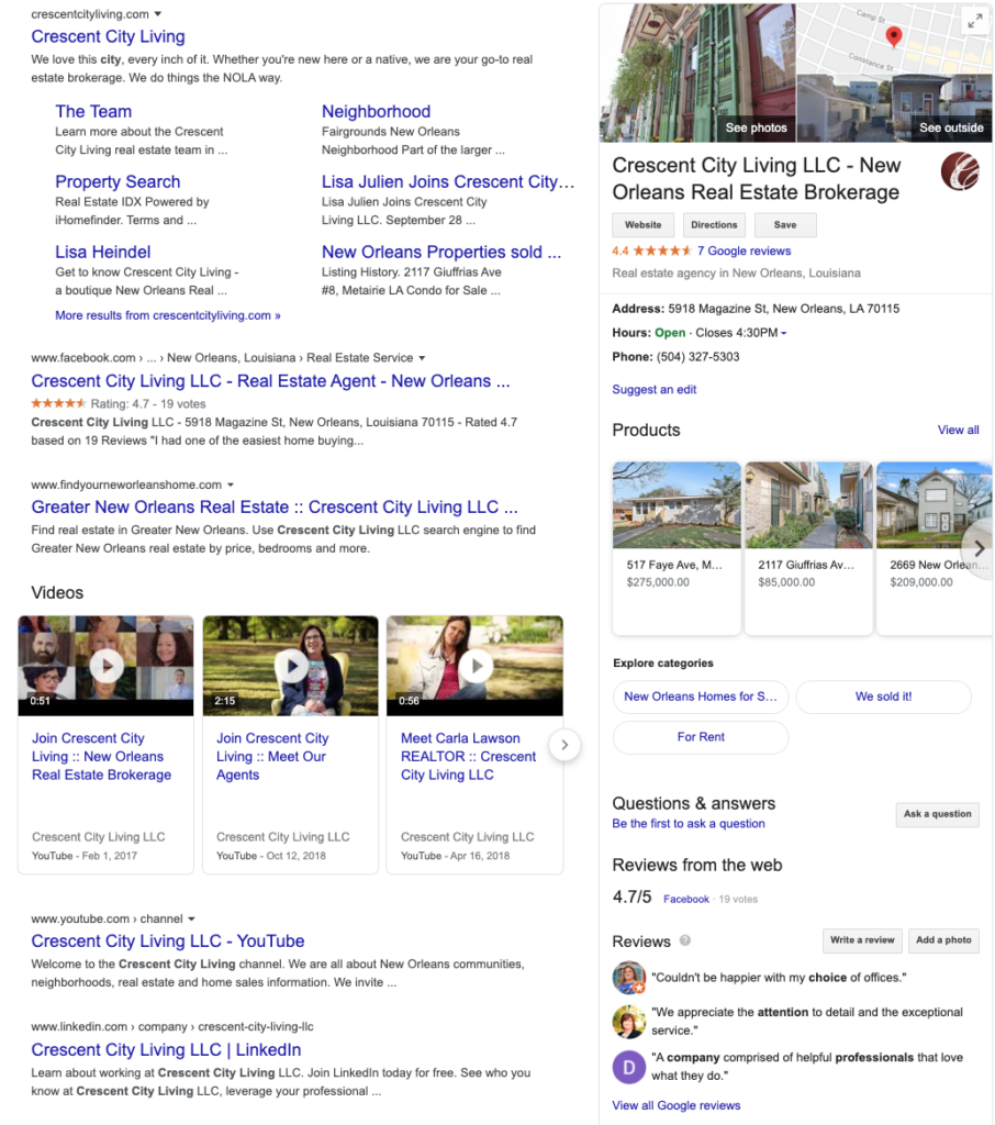 google business page
