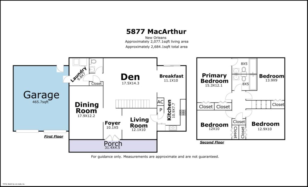 Floorplan at 5877 MacArthur Blvd New Orleans LA home for sale