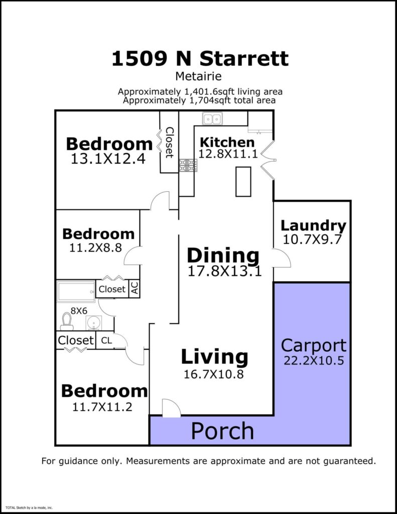1509 N Starrett Metairie LA floor plan
